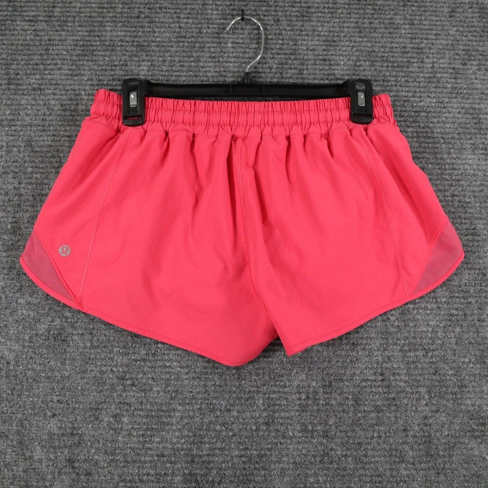 Lululemon Hotty Hot High-Rise Shorts Womens 10 Pink Mesh Trim Running Workout